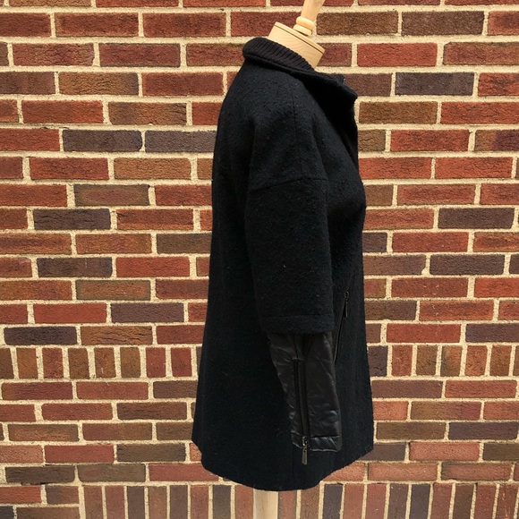 Vince Camuto Black Quitted Wool Blend Zippered Winter Coat Size XS - Picture 8 of 9